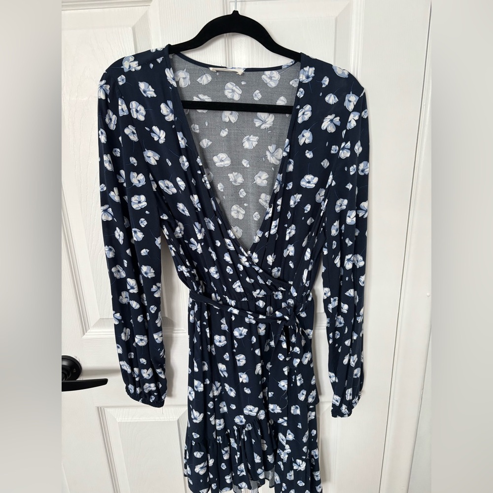Floral Navy Wrap Dress